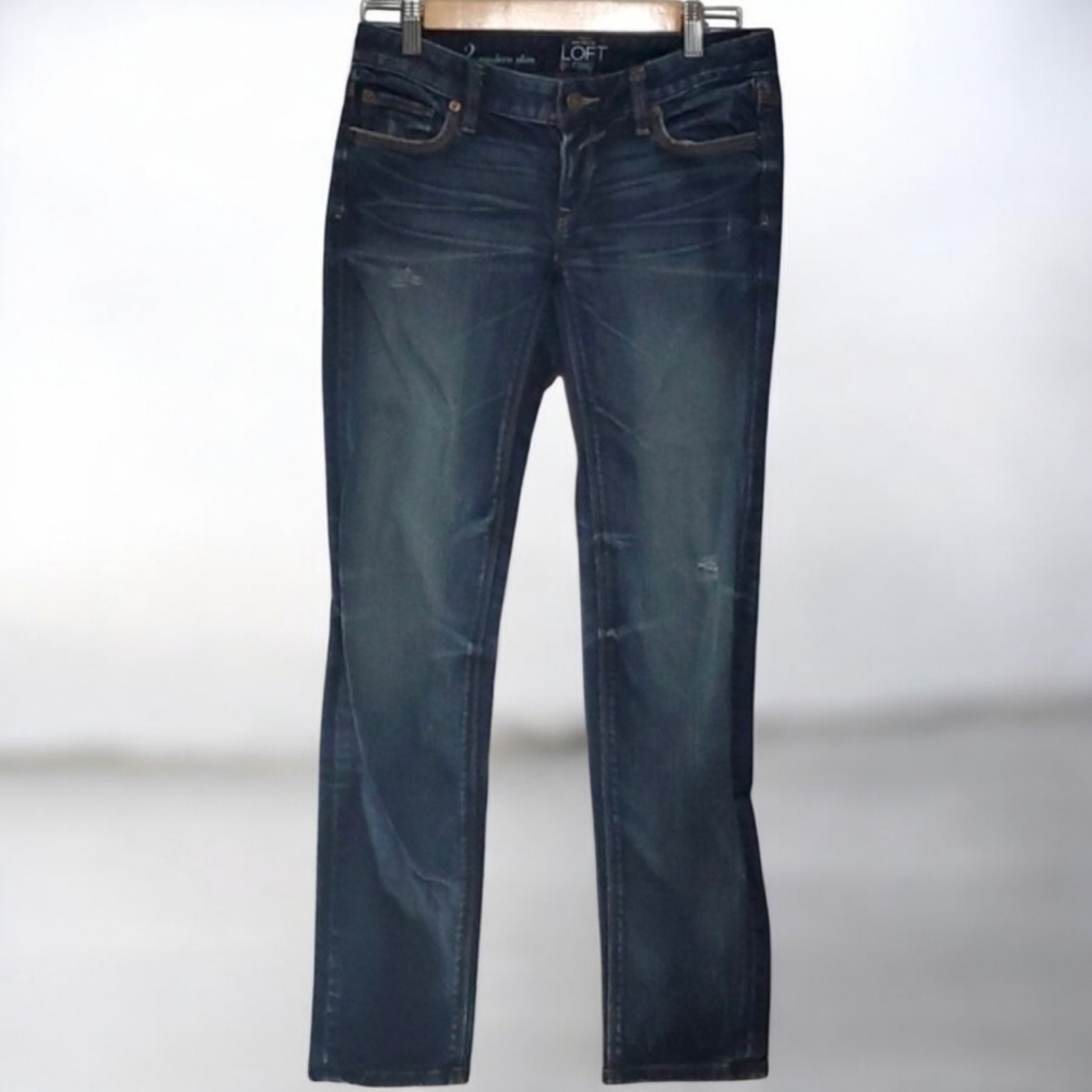 Ann Taylor LOFT jeans women's size 2 blue modern slim distressed